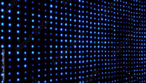A grid of glowing blue dots fades to black. The perspective emphasizes depth and highlights a pattern of light
