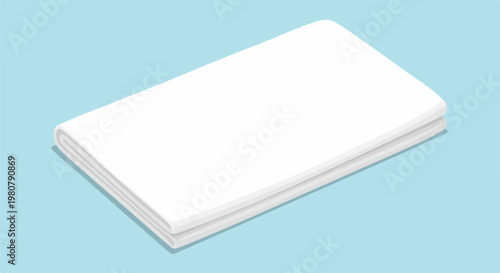 A folded stack of blank white papers lies on a pastel blue background