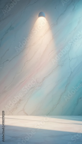 A wall and floor with a soft gradient and spot lighting in spring colors