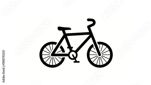 Black bicycle with two wheels.