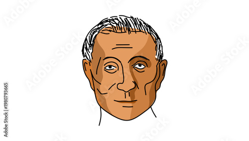 Titus Livius portrait, flat vector illustration
