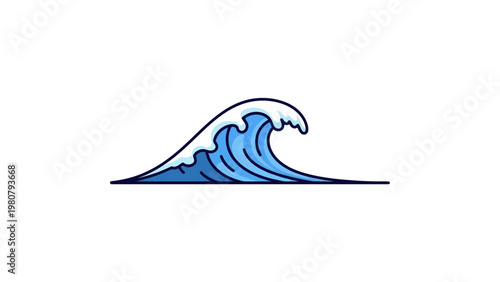 Blue Ocean Wave Crashing Water.