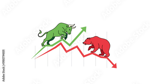 Bull and bear market symbols rising.