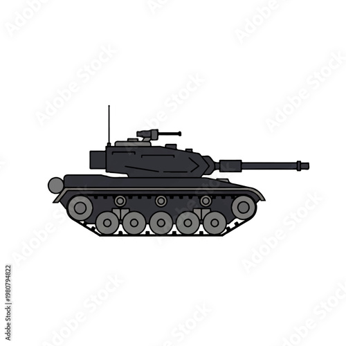 Military Tank Illustration A Powerful Armored Fighting Vehicle Representing Defense and Combat Strength