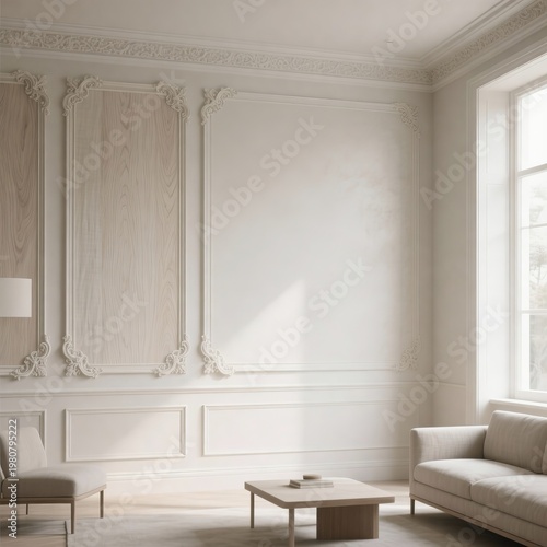 Uses plain walls or subtle textures instead of elaborate decorat