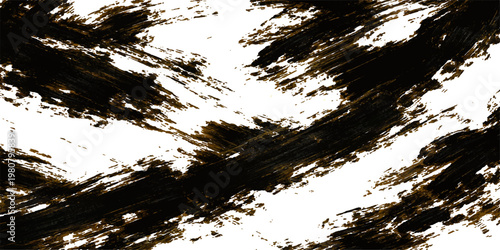 A dark abstract grunge background featuring a black and white ink splash design with dirty paint splatters and a textured liquid stain border on an old paper vector element