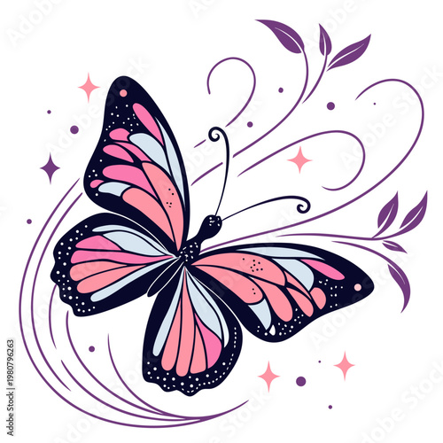 Glowing Energy Butterfly Abstract Vector Art