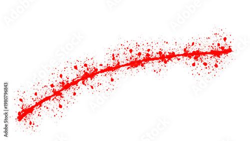 Cuadro en lienzo Red blood splatter horizontal line slash or cut mark