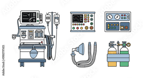 Anesthesia Machine Line art clean simple illustration vector