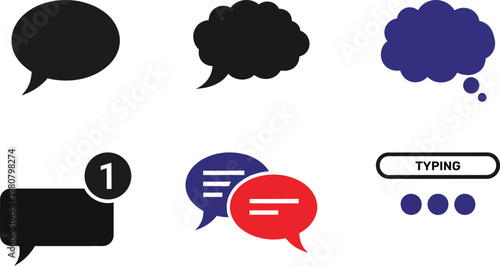 Communication vector icons speech bubbles messages and chat symbols for digital interfaces and vector graphics
