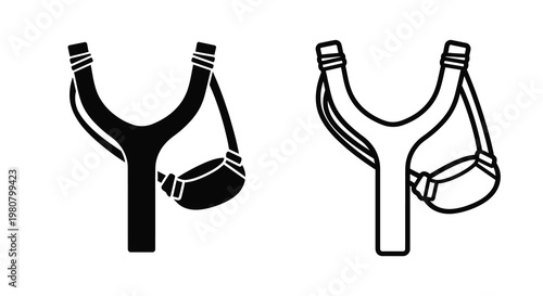 Black and white illustrations depict two different views of a classic slingshot