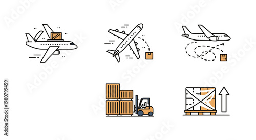 Airplane Cargo Line art vector minimal abstract simple shapes