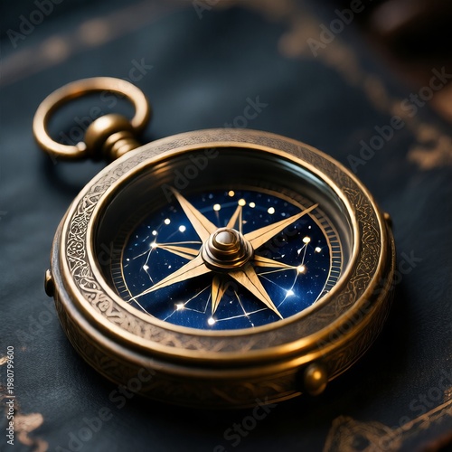 Compass with a Map of Stars