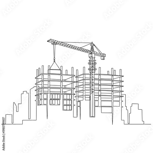 Construction crane building site equipment.