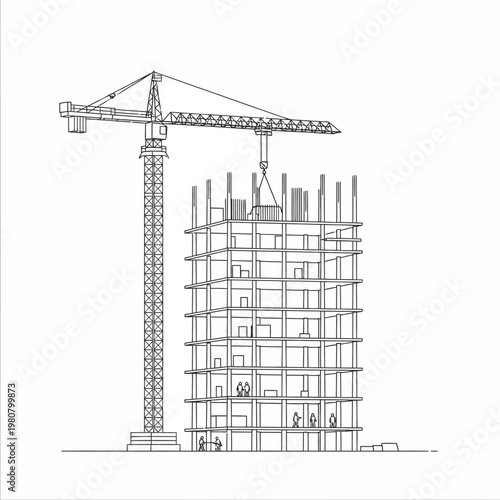 Construction crane building site equipment.