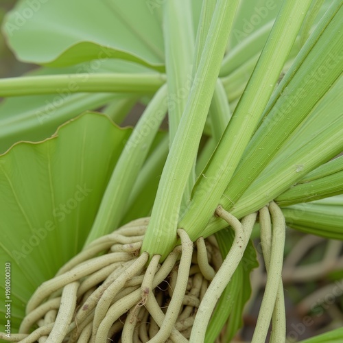 Lotus and Lotus Stems A close up of lotus stems and roots showin