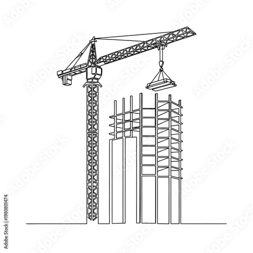 Construction Crane Lifting Heavy Load.