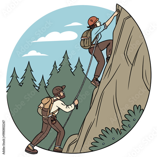 Vector Illustration of Adventure Seekers in Action