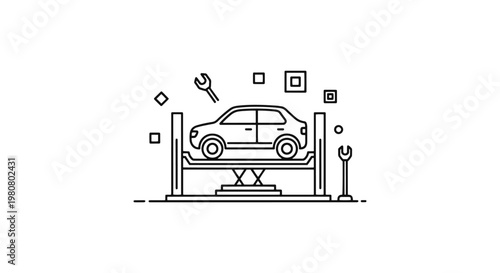 Automotive Factory Line art abstract shape illustration vector
