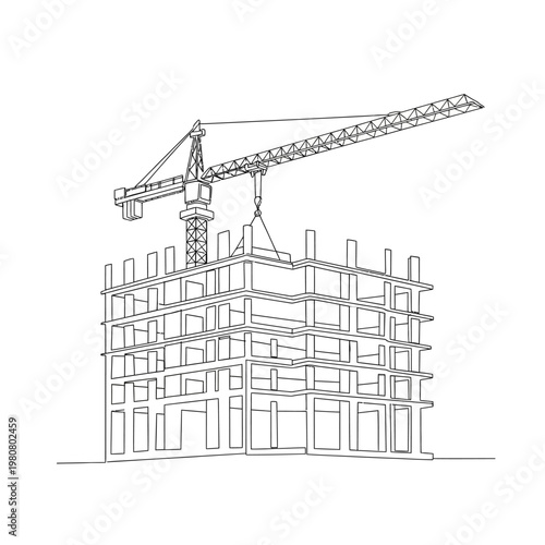 Construction site with crane building.