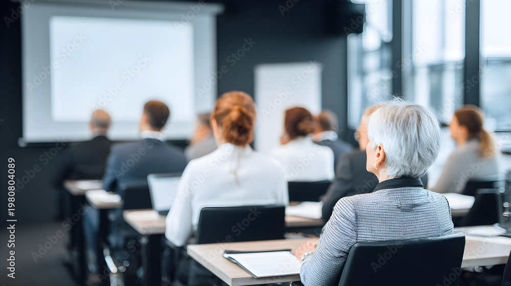 Fototapeta premium Business professionals attending a conference or seminar presentation