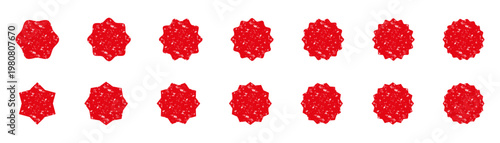 Collection of Red grunge starburst sticker. offer price tag, Price sticker, sale sticker, starburst label, quality mark shape, retro silhouette, Sunburst retro sale badge, promotion badge