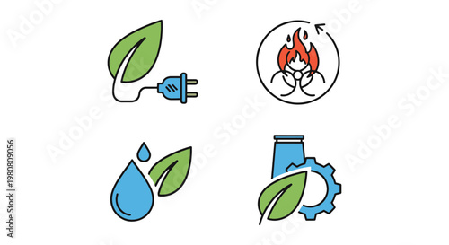 Bioenergy Line art vector set creative simple shapes illustration