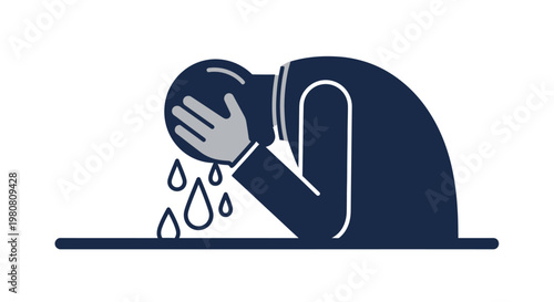 Person in Deep Sorrow Crying with Tears Falling in Emotional Distress