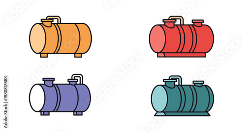 Biomass Fuel Tank Line art creative abstract color vector