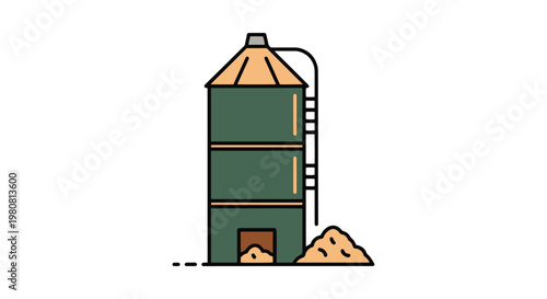 Biomass Plant Line art vector simple abstract color pattern