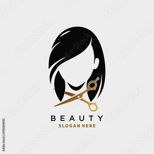 Beauty salon logo with creative concept and unique element design icon premium vector