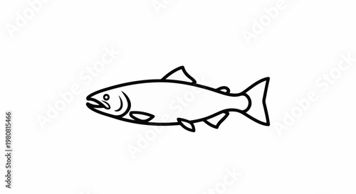 A simple black and white line drawing of a fish