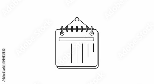 A simple black line drawing of a hanging calendar on a white background