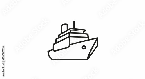 A simple line drawing of a large passenger ship