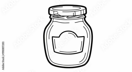 A simple line drawing of a glass jar with a lid and a blank label