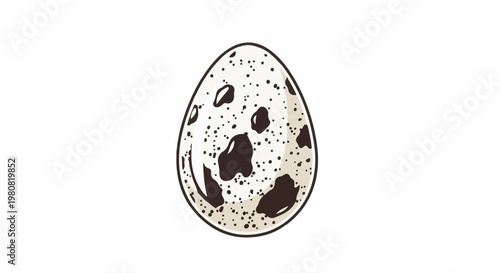 A small speckled egg with dark brown spots on a white background