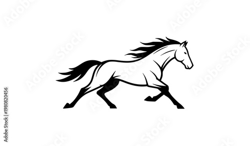 Modern stallion galloping logo vector design on white background