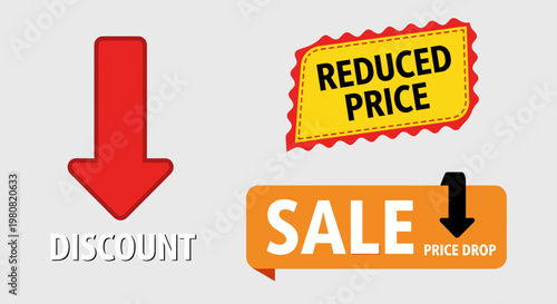 Discount Sale Price Reduction Signs.