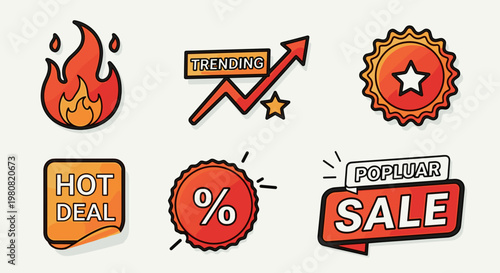 Discount Offer Sale Shopping Icons Set.