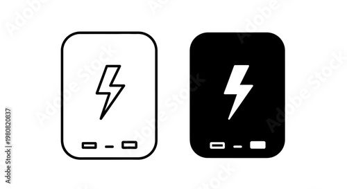 Portable Power Bank Icon Showing Charging Capability and Battery Life Indicators