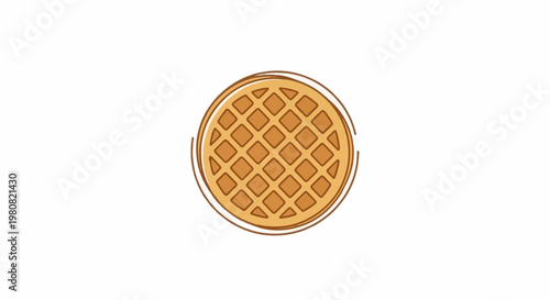 A simple round waffle with a grid pattern and a textured outline