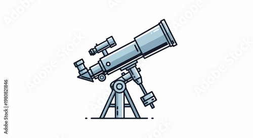 A simple, stylized drawing of a refracting telescope on a tripod stand
