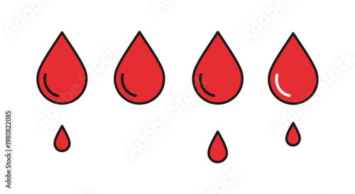 Blood Drop Line art vector minimal abstract colorful shapes
