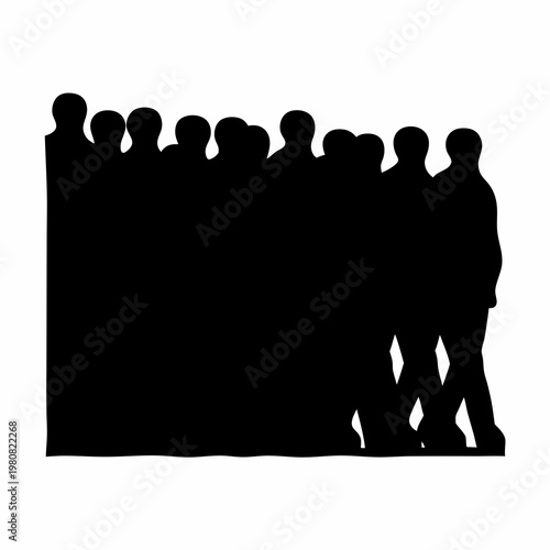 Silhouette of a large crowd of people, depicting anonymity and unity.