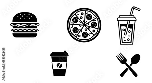 Food icons on white background.