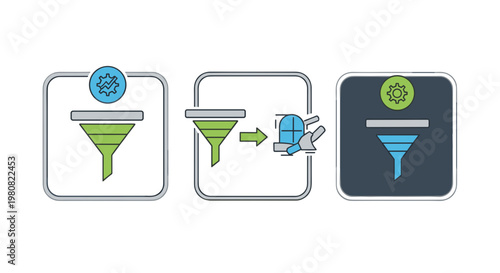 Funnel Marketing Process Steps Illustration.