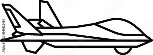 Billede på lærred Modern fighter jet aircraft icon in line style, military combat airplane aviatio