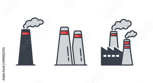 Factory chimney Line art abstract simple illustration vector