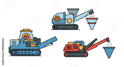 Cone Crusher Line art vector minimal abstract colorful