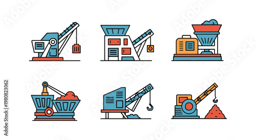 Crushing Plant Line art vector creative abstract color